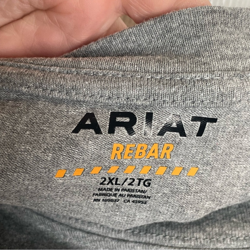Ariat Rebar T-Shirt Pocket Tee Cotton Strong Camo Sleeve Workwear in Gray 2XL - Picture 11 of 15